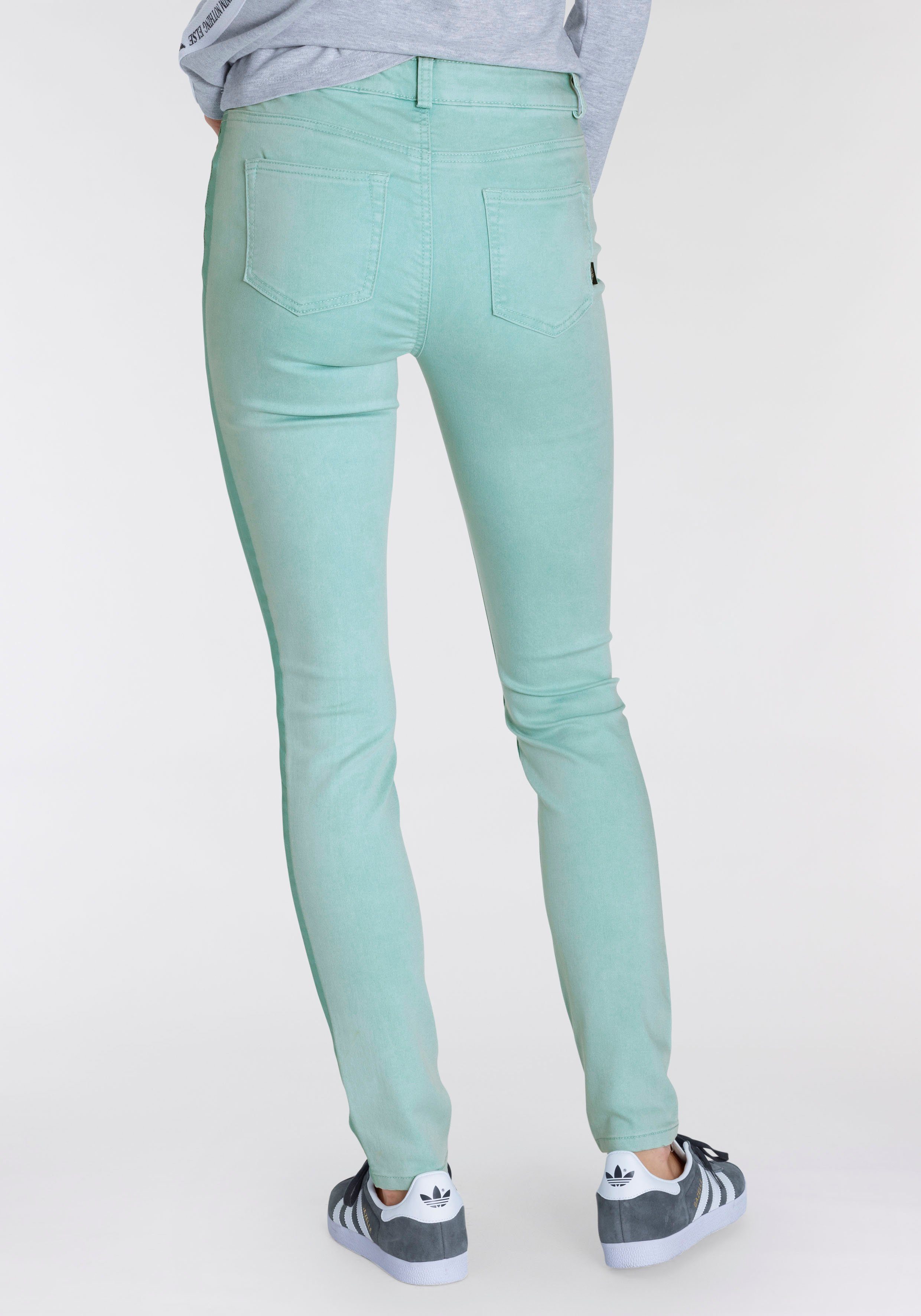 Arizona Skinny-fit-Jeans Ultra High seitlichem mit mint Streifen Stretch Waist