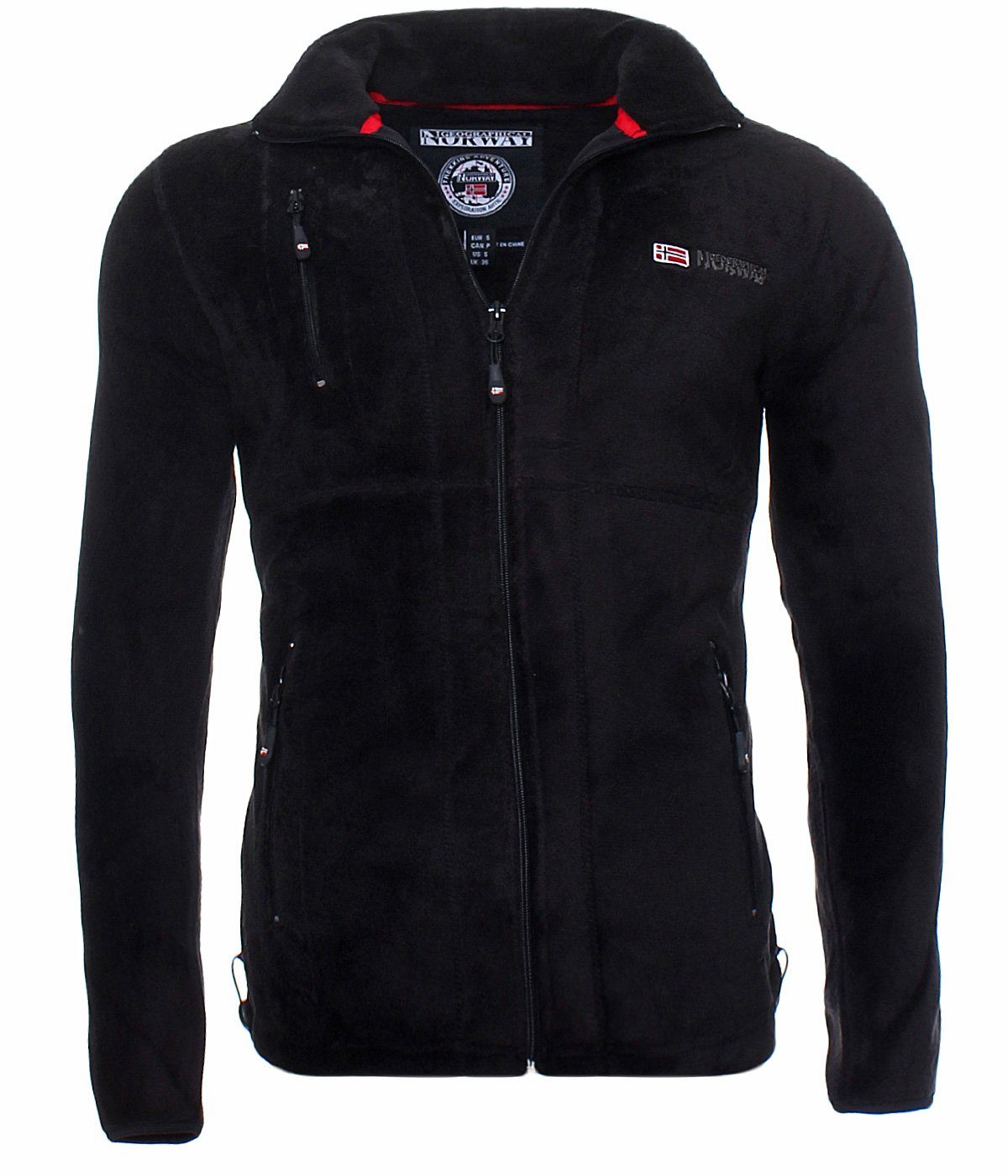 Norway Fleecejacke Schwarz in Herren großen warm, Größen auch Herren, Geographical flauschig und Geographical Fleecejacke Fleece G-Hunter erhältlich, Norway