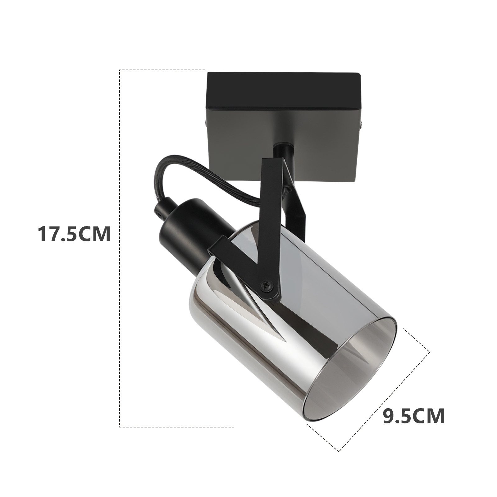 ZMH Deckenstrahler 1 Flammig - Retro Rauchgrau Glas E14 Deckenlampe Schlafzimmer Flur, Max. 40W, ohne Leuchtmittel