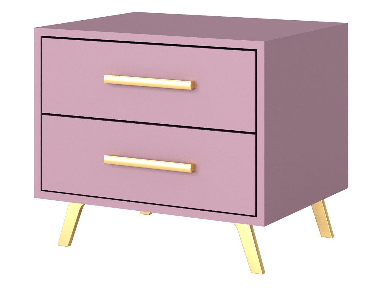 MIRJAN24 Nachttisch Bali II (mit 2 Schubladen), Gold Griffe und Füße, Rollg günstig online kaufen