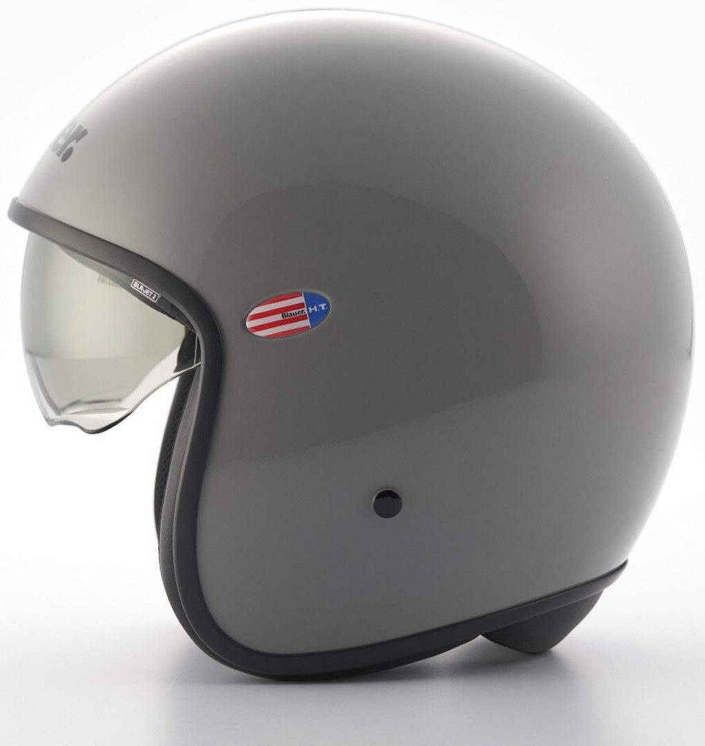 Blauer Motorradhelm Pilot 1.1 Monochrome Jethelm, integriertes Sonnenvisier