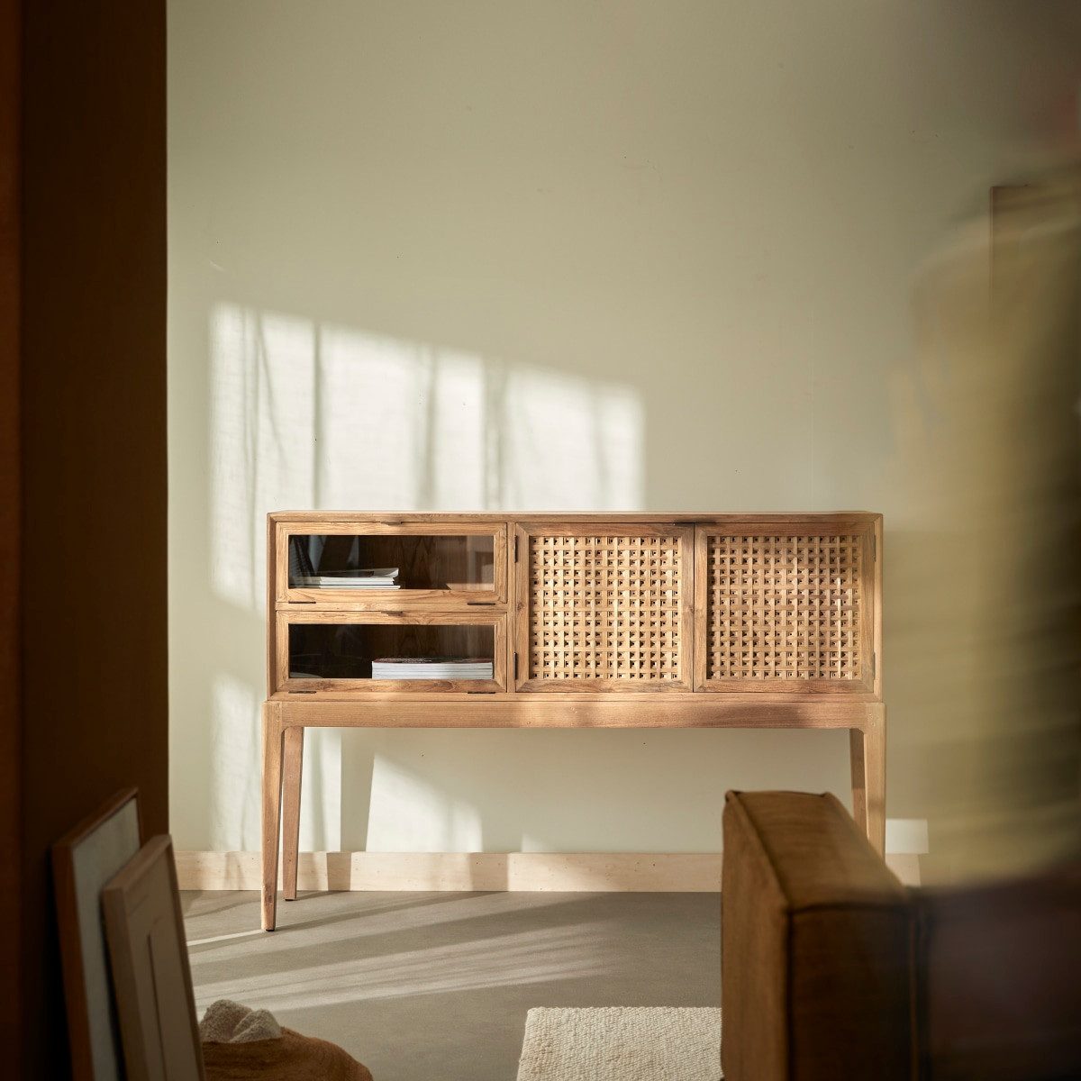 Tikamoon Sideboard Anrichte aus massivem recyceltem Teakholz 150 cm Tridi
