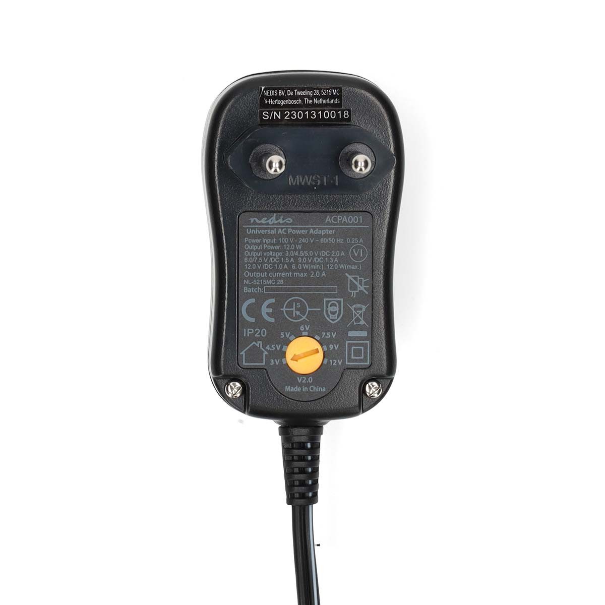Nedis ACPA001 Netzwerk-Adapter Universal-Netzteil zu Universal-Netzteil, 3–, 2.0 A, 6 Adapterstecker, flexibel nutzbar, einfache Bedienung