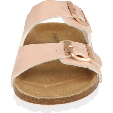 Mädchen Schuhe 474-501 2er-Riemen Pantolette Lederfußbett Rosegold Pantolette