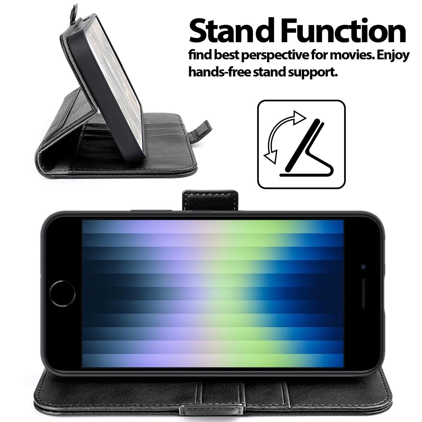 CoolGadget Handyhülle Book Case Elegance Tasche für iPhone SE 2020 2022 4,7 Zoll, Hülle Magnet Etui Klapphülle für iPhone SE, iPhone 7 / 8 Schutzhülle