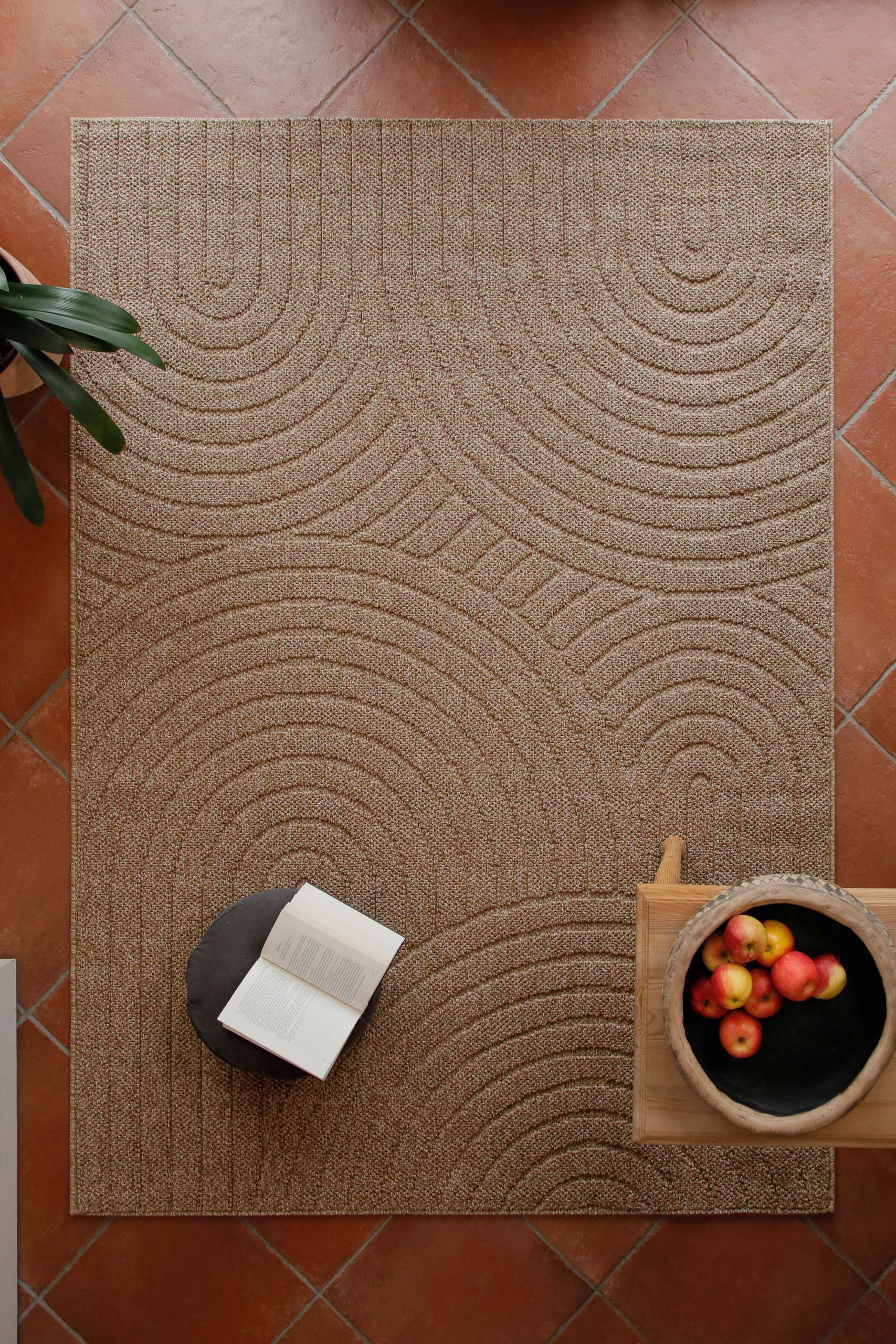 Wecon home Teppich Monoq, rechteckig, Höhe: 12 mm, Flachgewebe, wetterfest, Retro Design, robust, In- & Outdoor Teppich