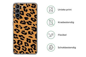 MuchoWow Handyhülle Pantherdruck - Orange - Schwarz, Phone Case, Handyhülle Samsung Galaxy S21, Silikon, Schutzhülle
