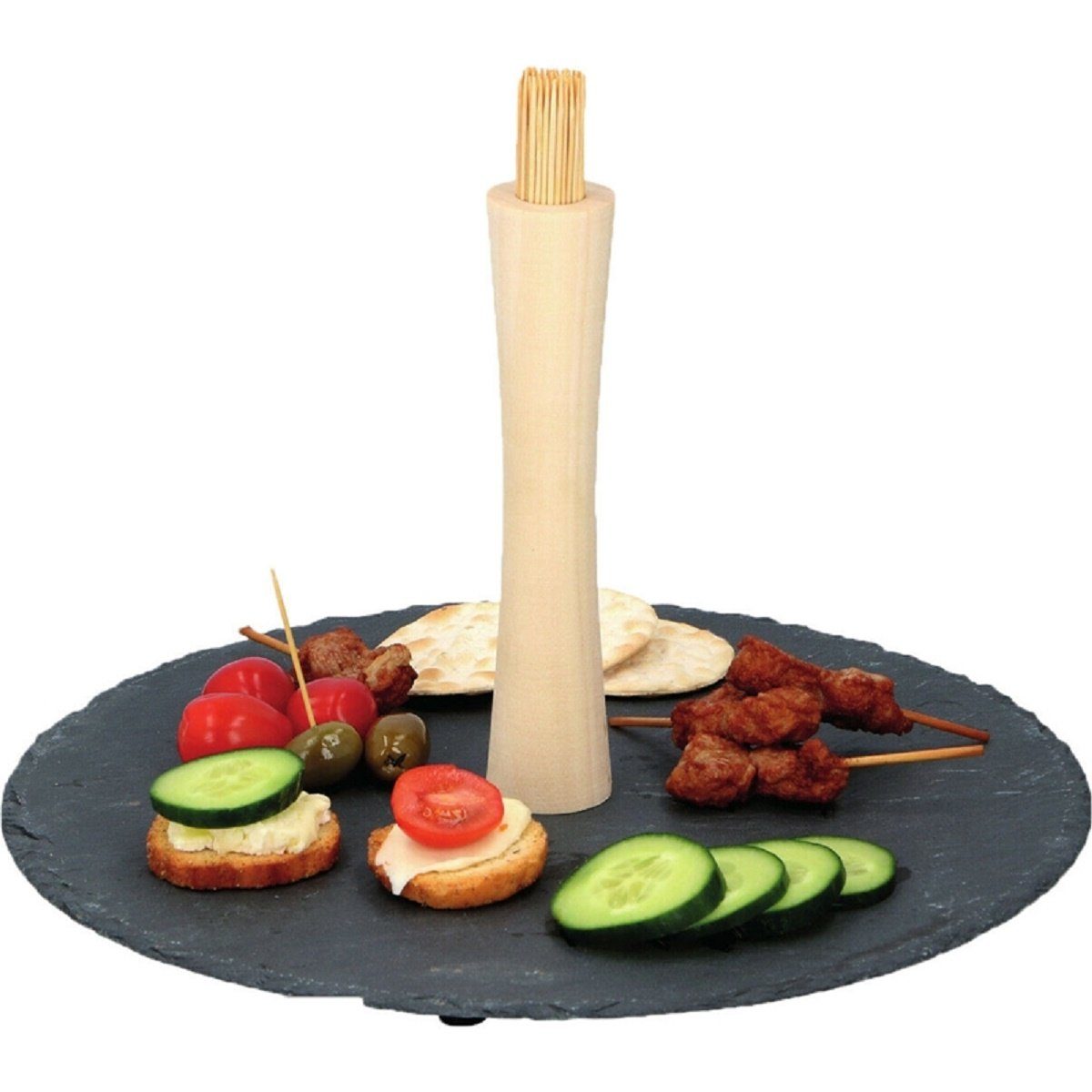 Alpina Servierplatte Snack-Servier-Set und Steinschiefer Sticks, 30 cm Tablett robuster