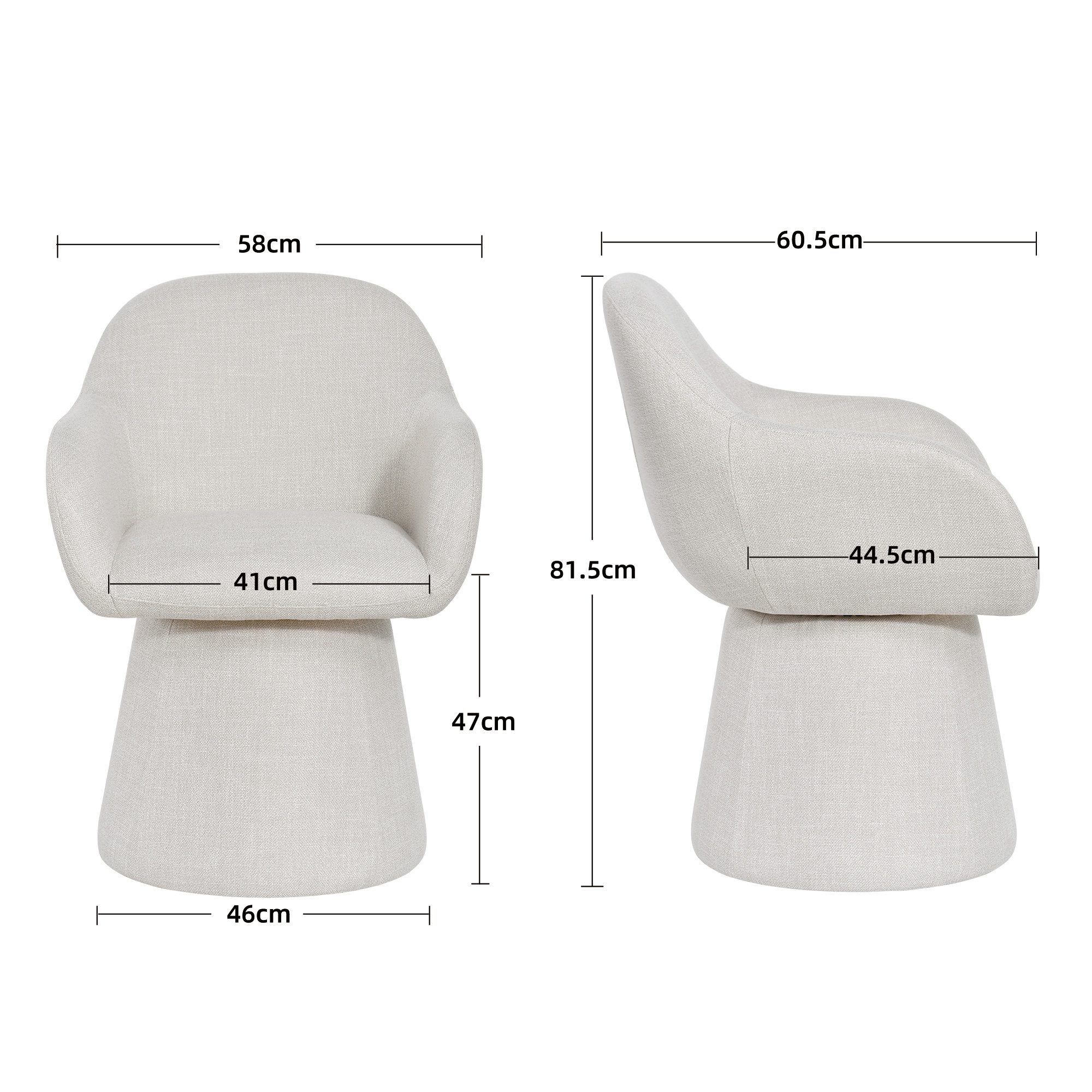 Duhome Esszimmerstuhl (7186A1), 360-Grad-Drehstuhl aus Leinen, Kegeldesign Polsterstuhl
