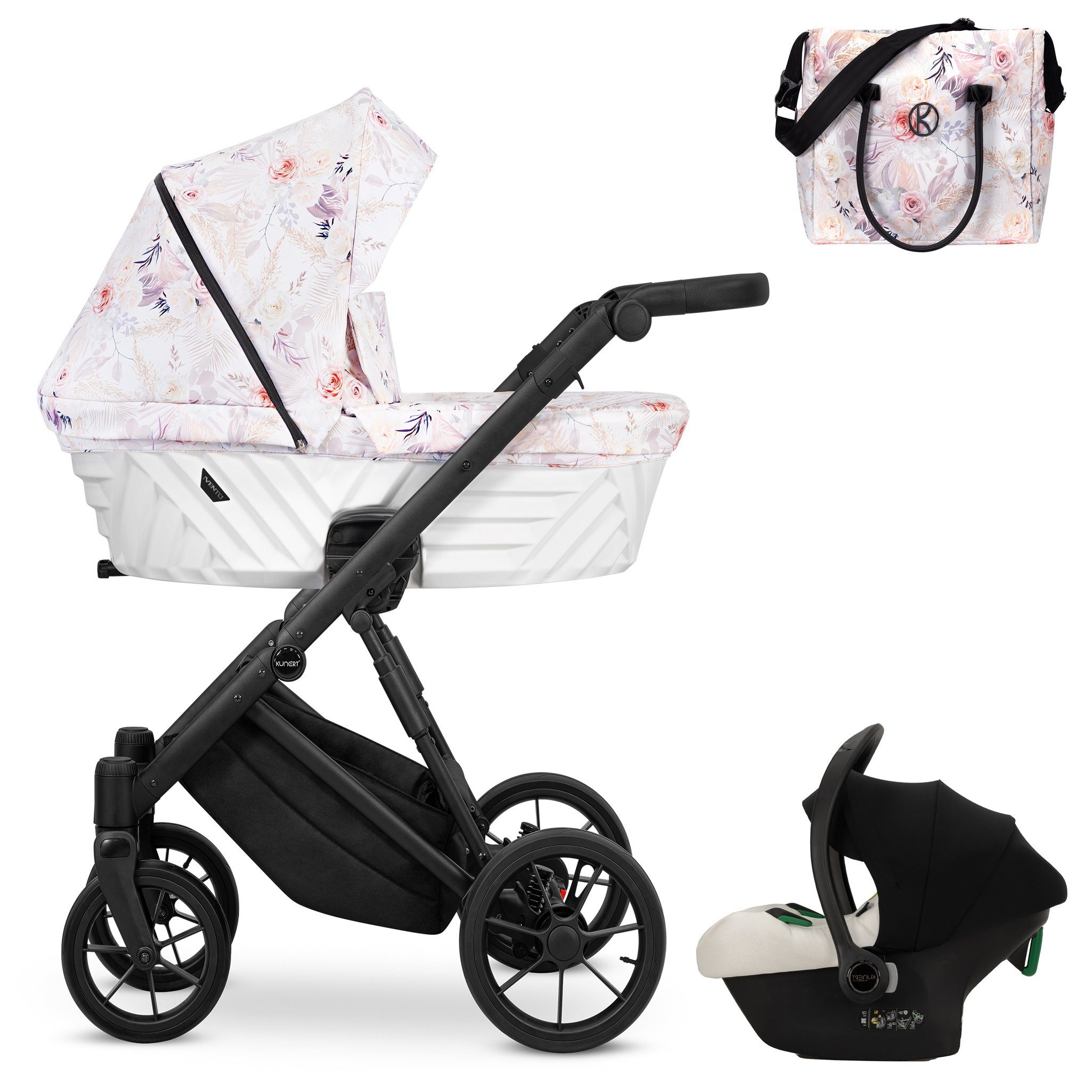 Kombi-Kinderwagen Invento 4 in 1 inkl. Sportsitz, Autositz und Zubehör in 9 Farben