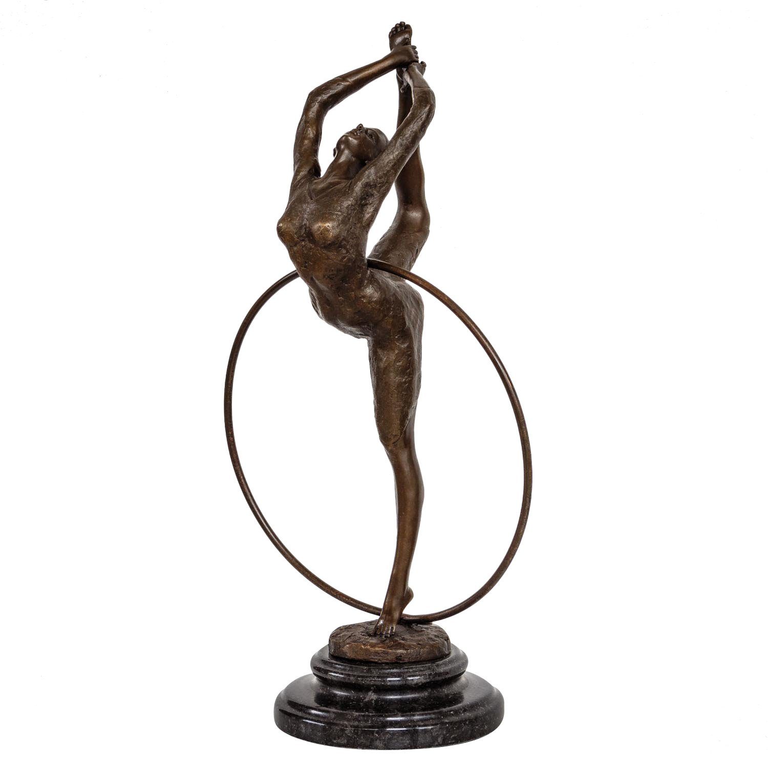 Aubaho Skulptur Bronzeskulptur Frau Sta Antik-Stil Ring im Bronze Tänzerin Figur Sport