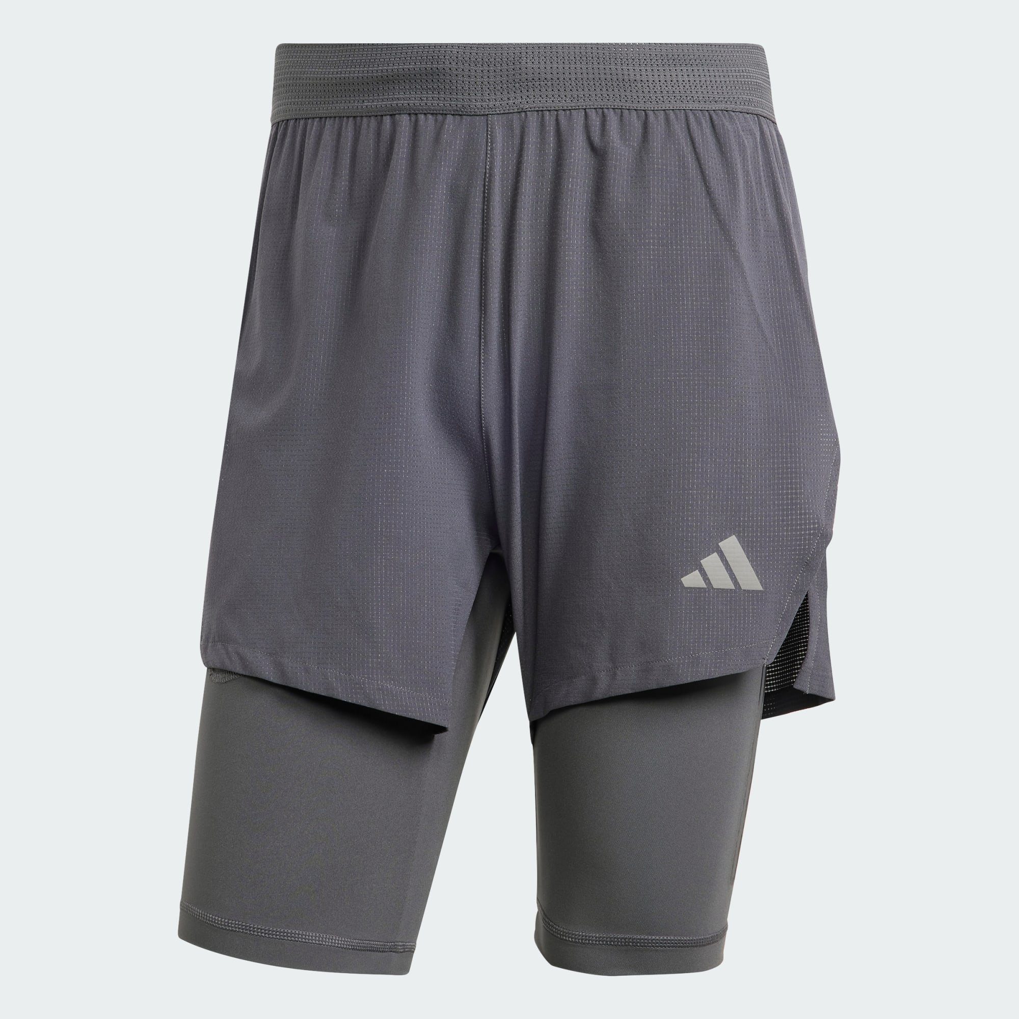 2-IN-1 Performance adidas Grey Six TRAINING SHORTS 2-in-1-Shorts HIIT ELEVATED HEAT.RDY