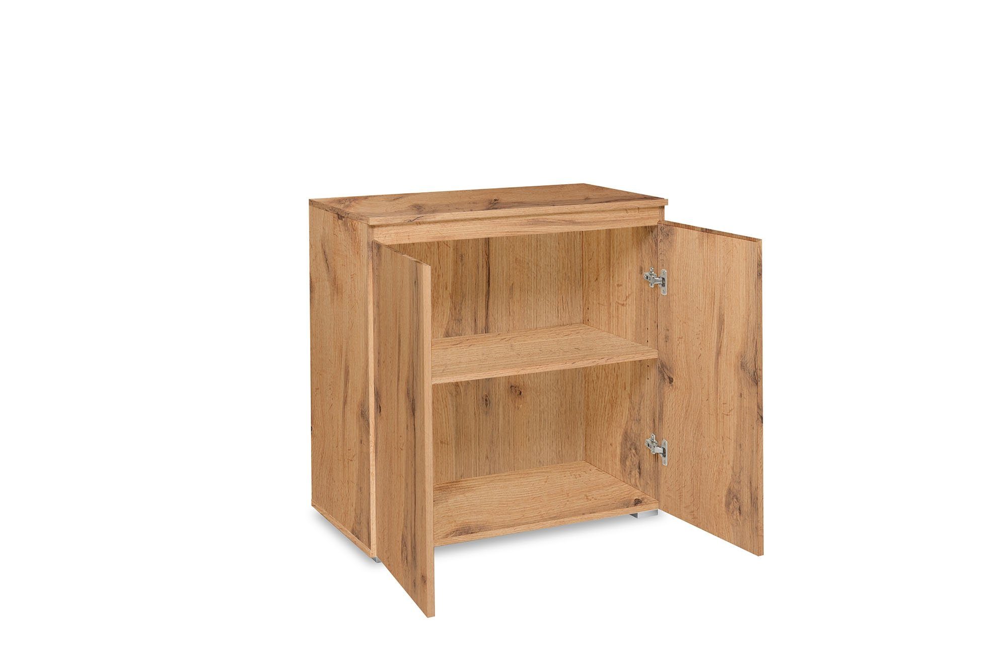 Newroom Kommode Dekor Honig Eiche 80 cm, Sideboard Honig Eiche Modern Landhaus Skandinavisches Design