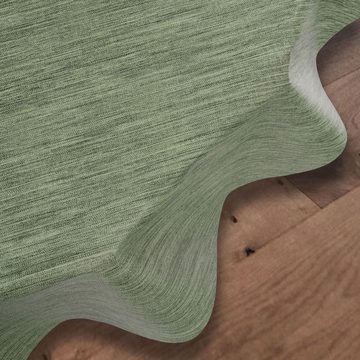 laro Tischdecke Wachstuch-Tischdecken Abwaschbar Leinenoptik Grün Rund 140cm