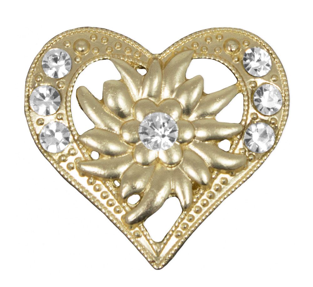 Brosche Magnet Brosche Tuchhalter - Gold Herz mit Strass