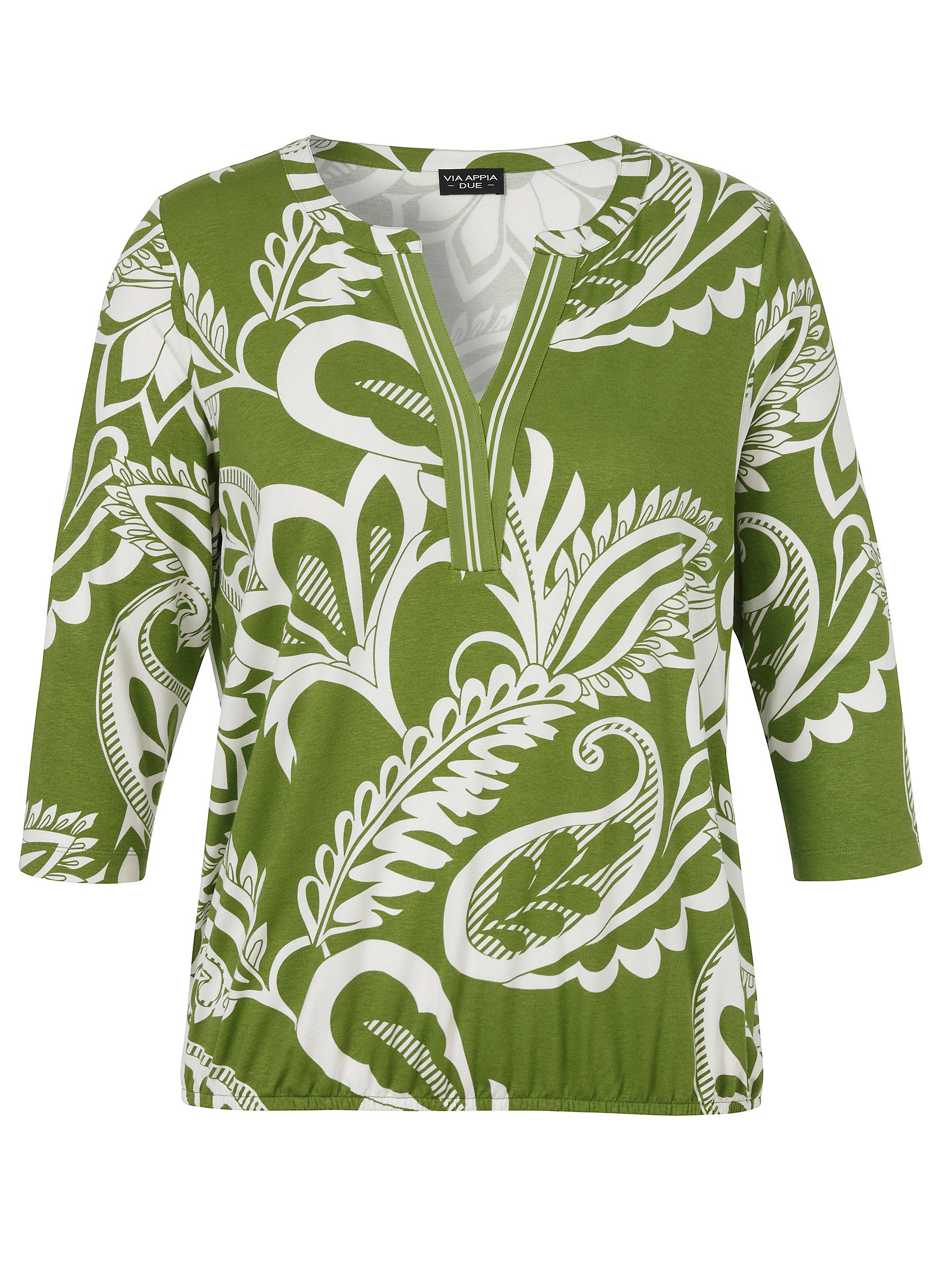 VIA APPIA DUE Shirtbluse T-Shirt V-Ausschnitt 3/4 Arm Druck