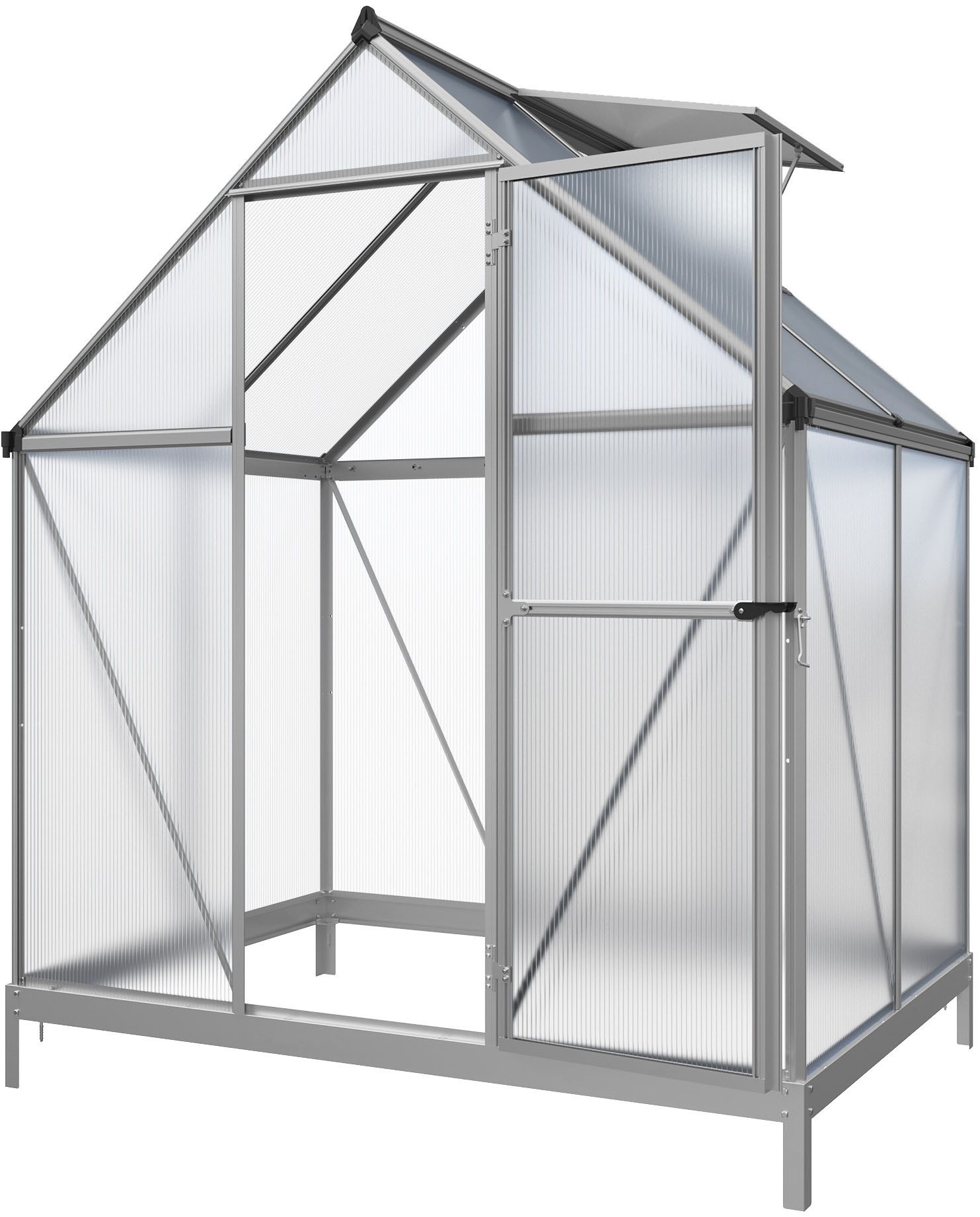 KONIFERA Gewächshaus Murcia, BxTxH: 182 x 123 x 208 cm, 4 mm Wandstärke, Set, mit Fundamentrahmen