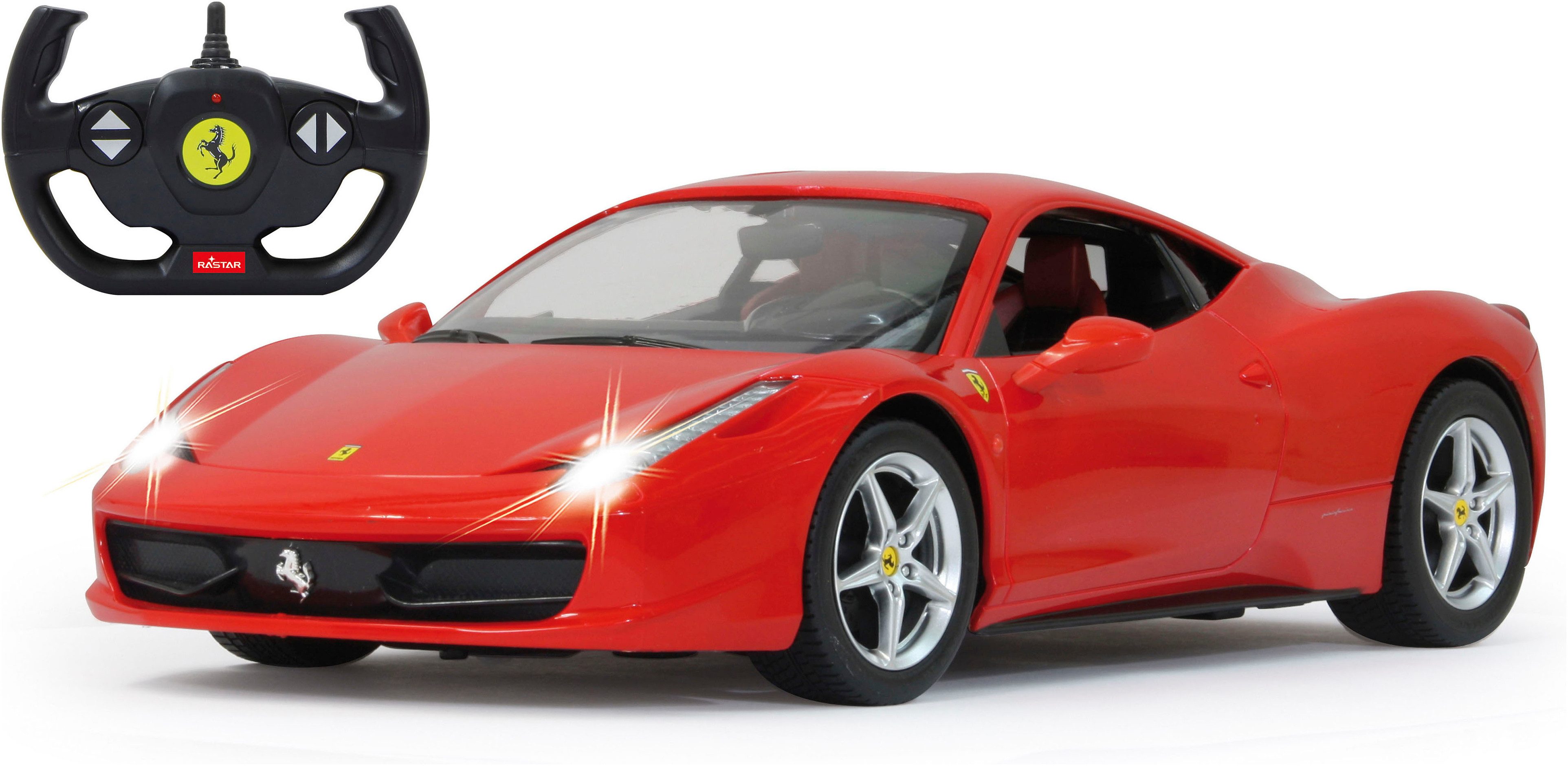 Jamara RC-Auto Deluxe Cars, Ferrari 458 Italia, 1:14, rot, 2,4GHz, mit LED-Licht