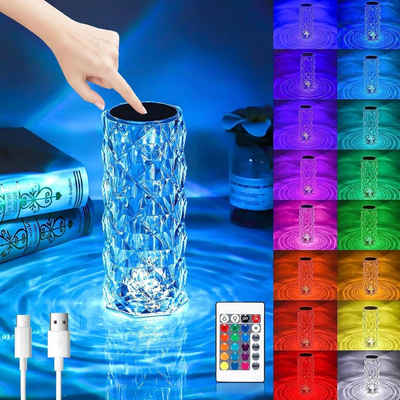 XINGGANG Tischleuchte Kristall Touch RGB LED Lampe - Fernbedienung, USB, Nachttischlampe, LED fest integriert, Acryl, 16 Farben, Touch, Fernbedinung, 3D-Effekt, vielseitig