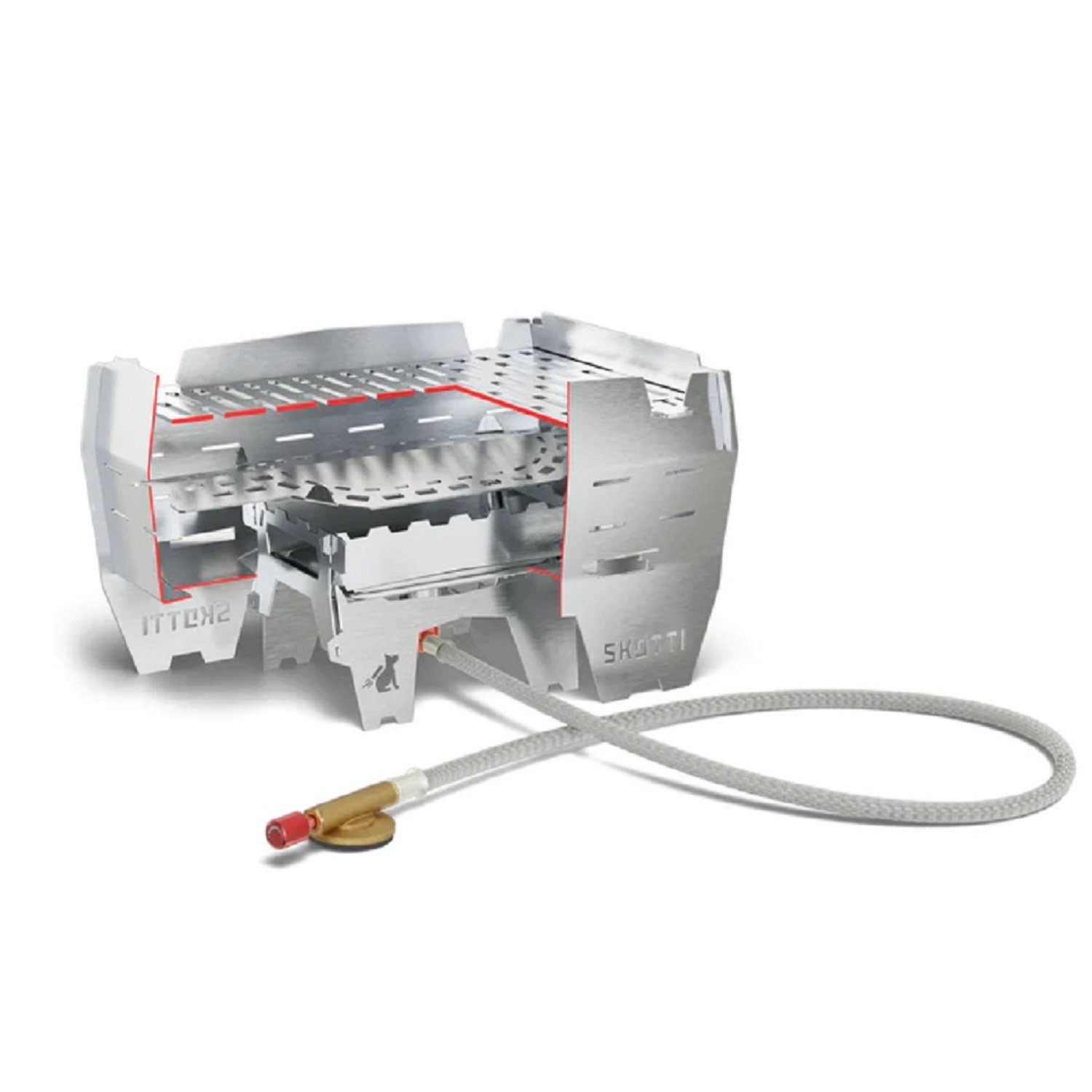 SKOTTI Gasgrill Skotti Grill Mini Holzkohlegrill Campinggrill faltbar mit Tasche