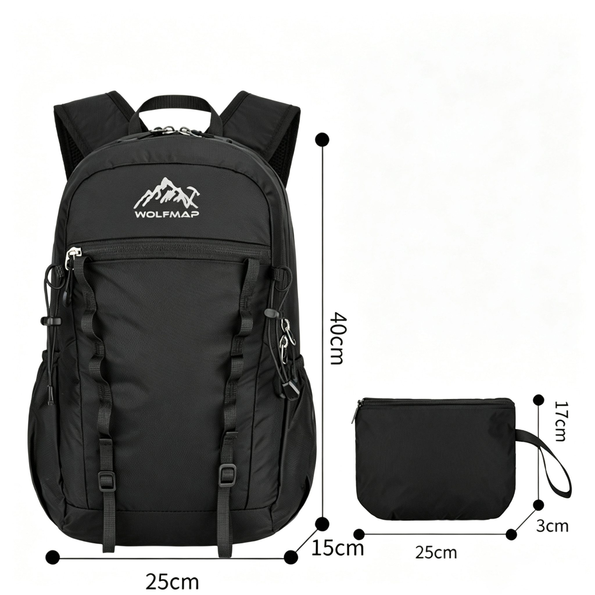 wohnTRAUM24 Wanderrucksack Wanderrucksack Trekkingrucksack Reiserucksack Minirucksack 15L (für Wandern Daypack Travel Rad und Ausflug, Schwarz), Kleiner Sportru – Bild 4 von 5