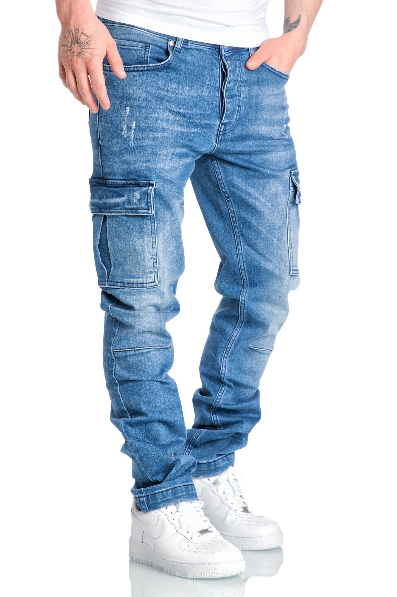 Amaci&Sons Straight-Jeans MIAMI Regular Slim Cargo Jeans
