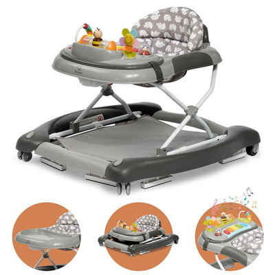 Bronea Lauflernhilfe 4in1 Gehfrei Baby Lauflernwagen Schaukel Lauflernhilfe Babywalker Grau, Neu: Im nu umfunktioniert als Schaukel, Widerstand Reifen einstellbar