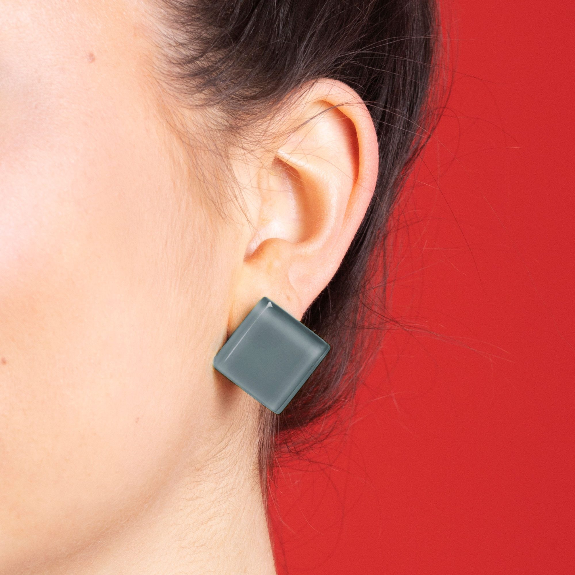 ALEXASCHA Paar Ohrstecker Quadratische Statement Ohrringe aus Glas • handgemacht