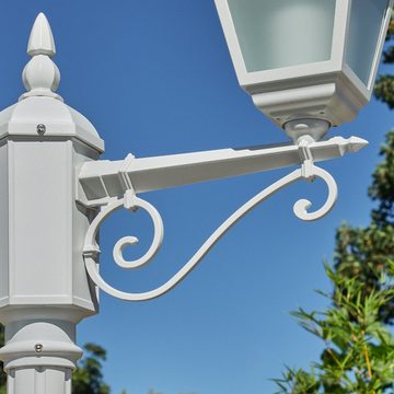 hofstein Außen-Stehlampe moderne Wegeleuchte aus Metall/Glas in Weiß/Milchglas, ohne Leuchtmittel, Kandelaber, Gartenbeleuchtung IP44, 2x E27, ohne Leuchtmittel