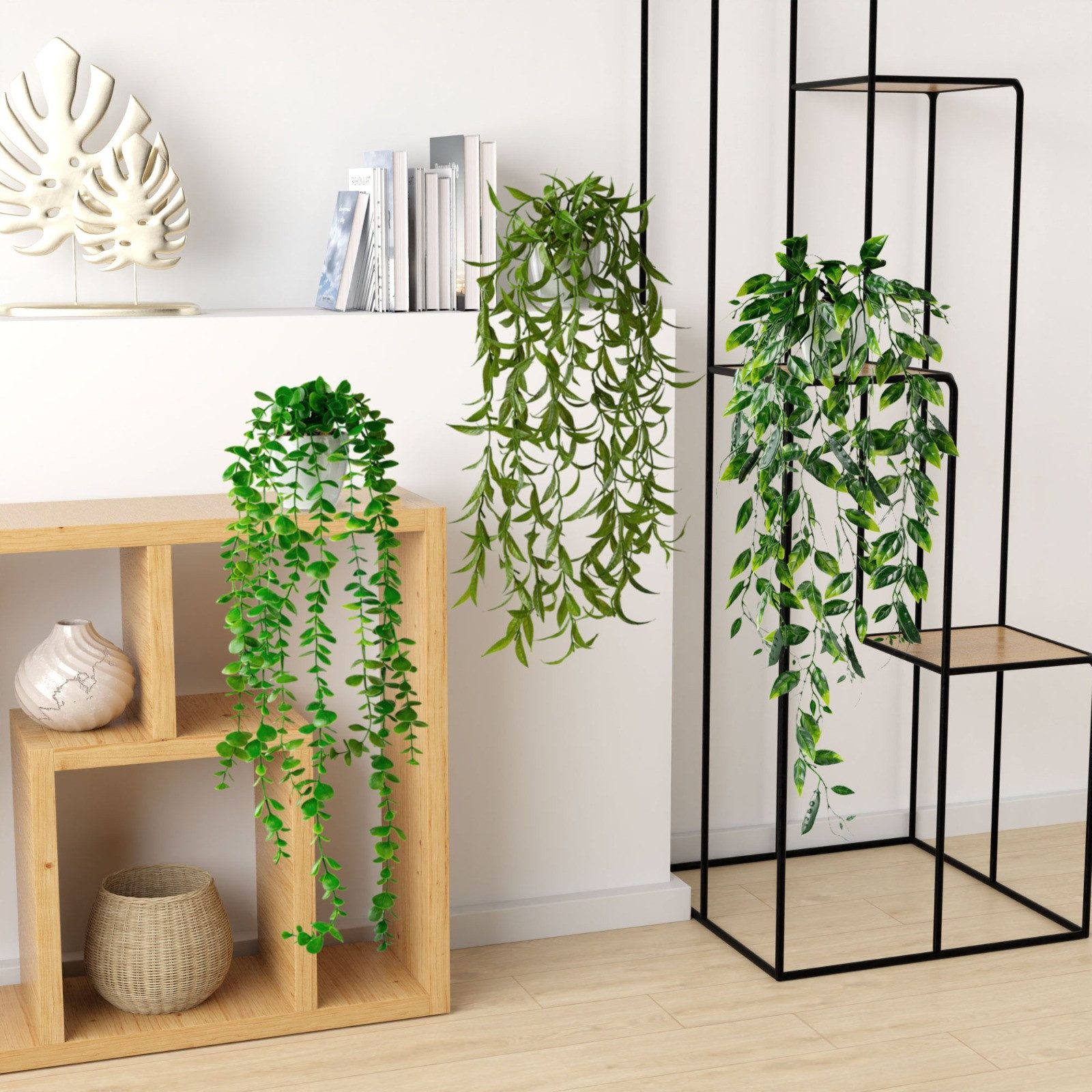 Kunstpflanze Künstliche hängepflanzen im Keramiktopf, Kunstpflanze hängend günstig online kaufen