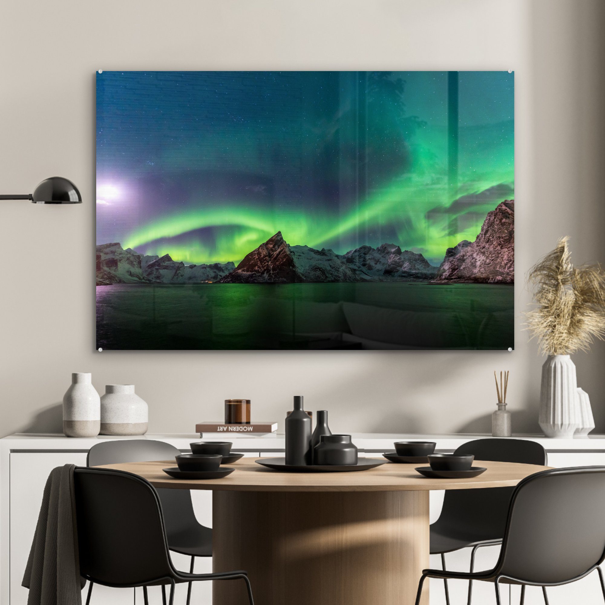 Darstellung St), Abstrakte Wohnzimmer Norwegen, (1 Schlafzimmer MuchoWow des & Acrylglasbilder Acrylglasbild Nordlichts in