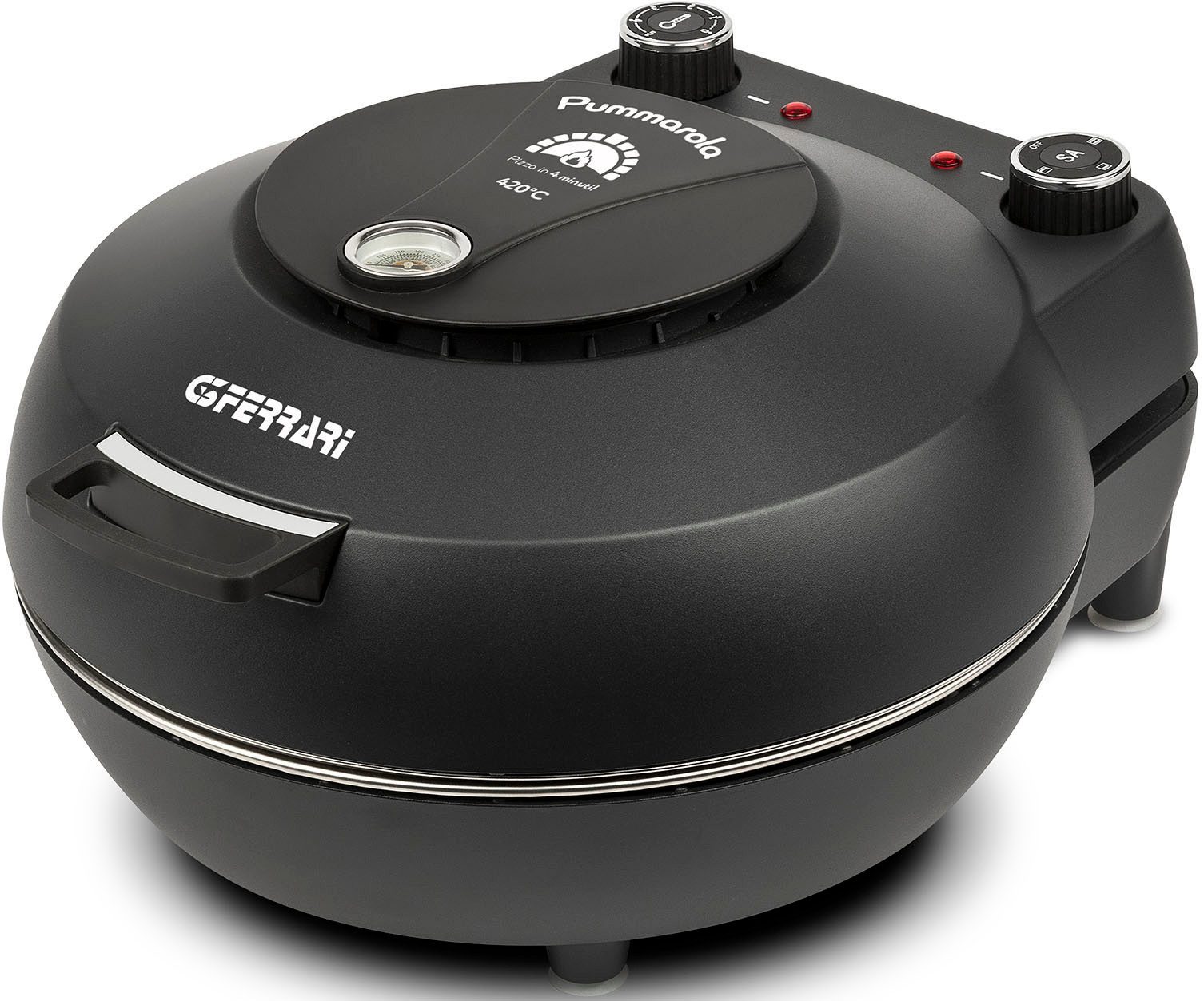 G3 Ferrari Pizzaofen G10199 Pummarola bis 420 °C, mit Backthermostat, Pizzawendestein, schaltbare Ober- und Unterhitze im edlen Design