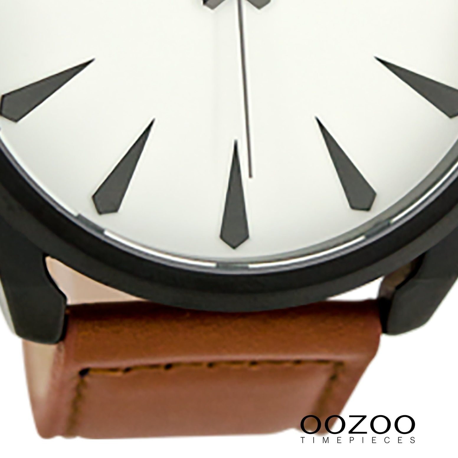 OOZOO Quarzuhr Oozoo Herren Armbanduhr Lederarmband, Herrenuhr (ca. Fashion-Style groß extra rund, braun, 48mm)