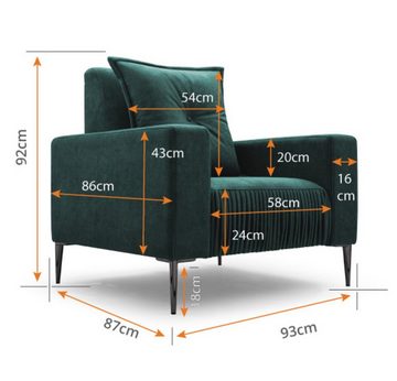 MOEBLO Sessel RHINOCERIS (Stuhl, Sitzmöbel, Polstersessel,Relaxsessel), BxHxT):93x92x87 cm