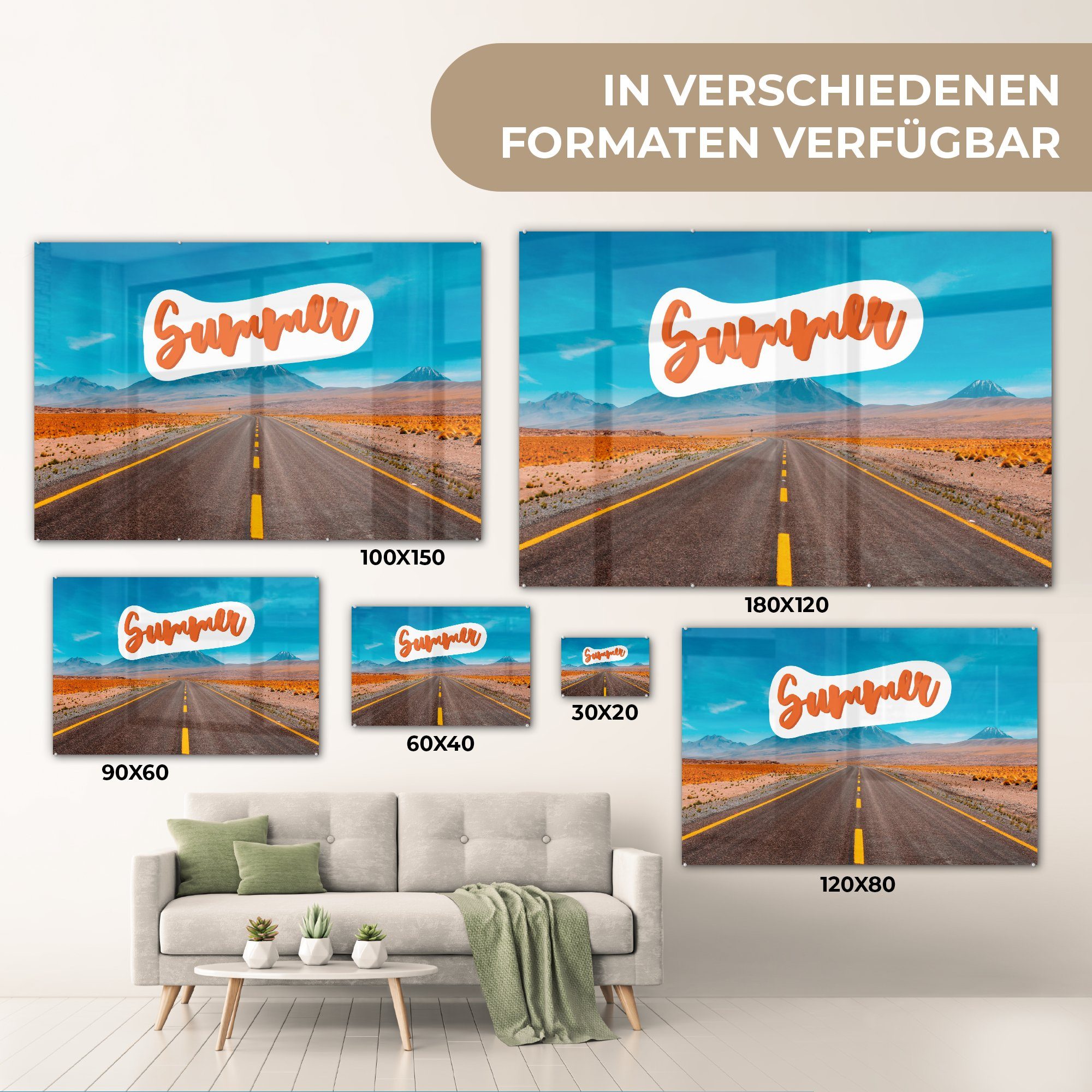 Acrylglasbilder & - Sommer, Acrylglasbild - Wohnzimmer MuchoWow St), (1 Autoreise Amerika Schlafzimmer