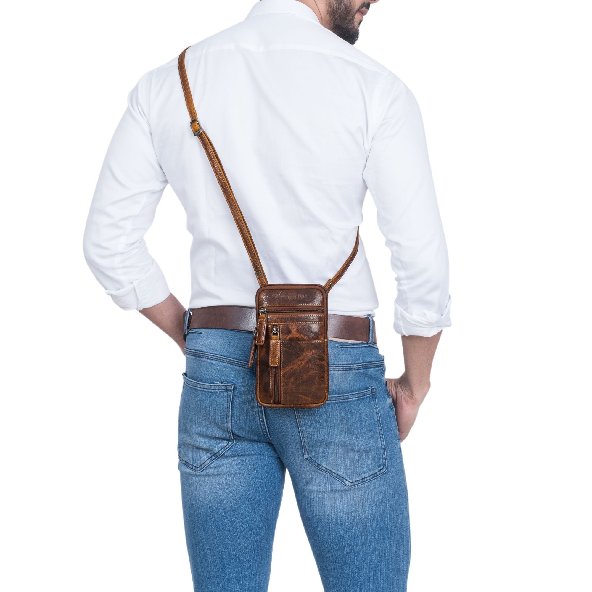STILORD Handtasche "Asher" Leder Brustbeutel Herren Vintage Gürteltasche zum Umhängen