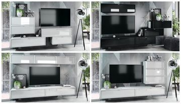 Vladon Lowboard Lana (2er-Set Tv-Kommode, 2 St., mit Klappe), Weiß matt/Beton Oxid Optik (100 x 29 x 37 cm)