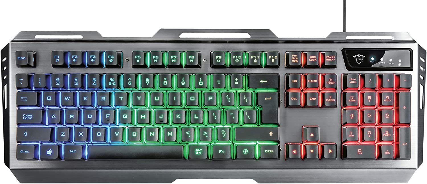 Trust GXT845 TURAL 1000-3200dpi,Atmende und 7-farbige Beleuchtung COMBO Maus-Set, DE Tastatur