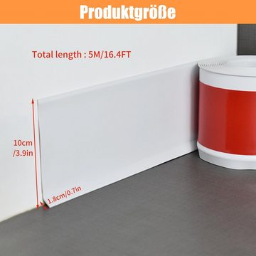 TWSOUL Sockelleiste Selbstklebende Sockelleisten aus weichem PVC, L: 500 cm, H: 10 cm, Korrosionsschutz und feuchtigkeitsbeständig, Dauerhaft