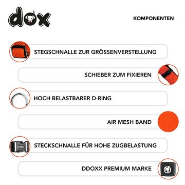 DDOXX Hunde-Geschirr Hundehalsband Air Mesh, verstellbar, gepolstert, Orange M - 2,5 X 34-49 Cm