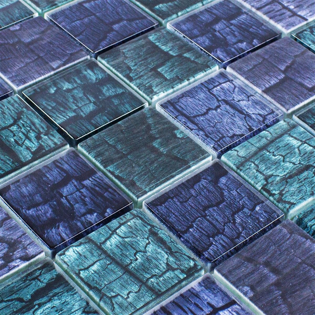 Mosafil Mosaikfliesen Glasmosaik Fliesen Saraland, Glas 30.000x30.000, grün-petrol, Verlegefertig auf ein Netz geklebt - Wasserfest