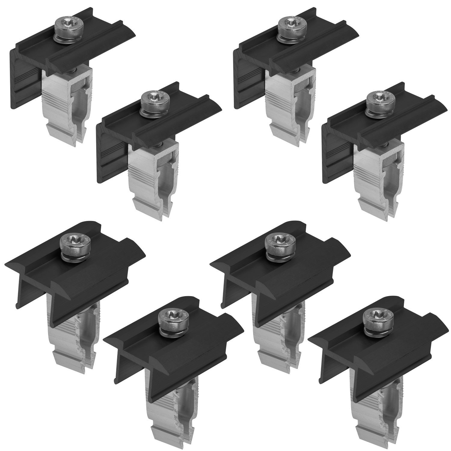 Solarmodul-Halterung 4x Endklemme + 4x Mittelklemme Easy-Click-System schwarz oder silber