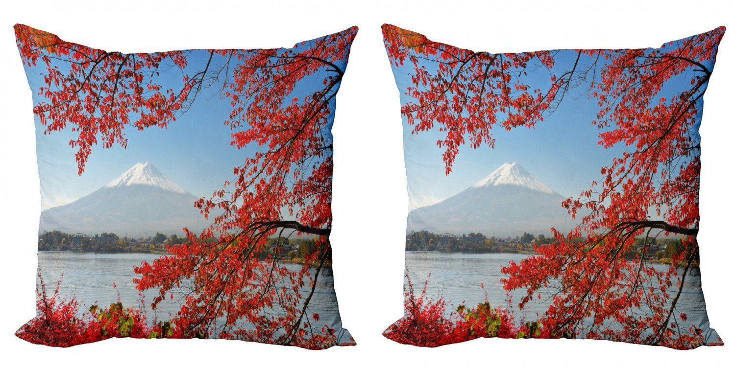 Kissenbezüge Modern Accent Doppelseitiger Digitaldruck, Abakuhaus (2 Stück), Fuji Gebirgige Herbstsaison