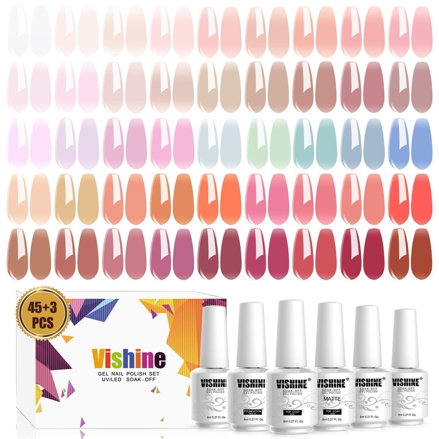 LuxusKollektion Nagellack-Set Gel Nagellack Set 48tlg Jelly Nude Pink Classics