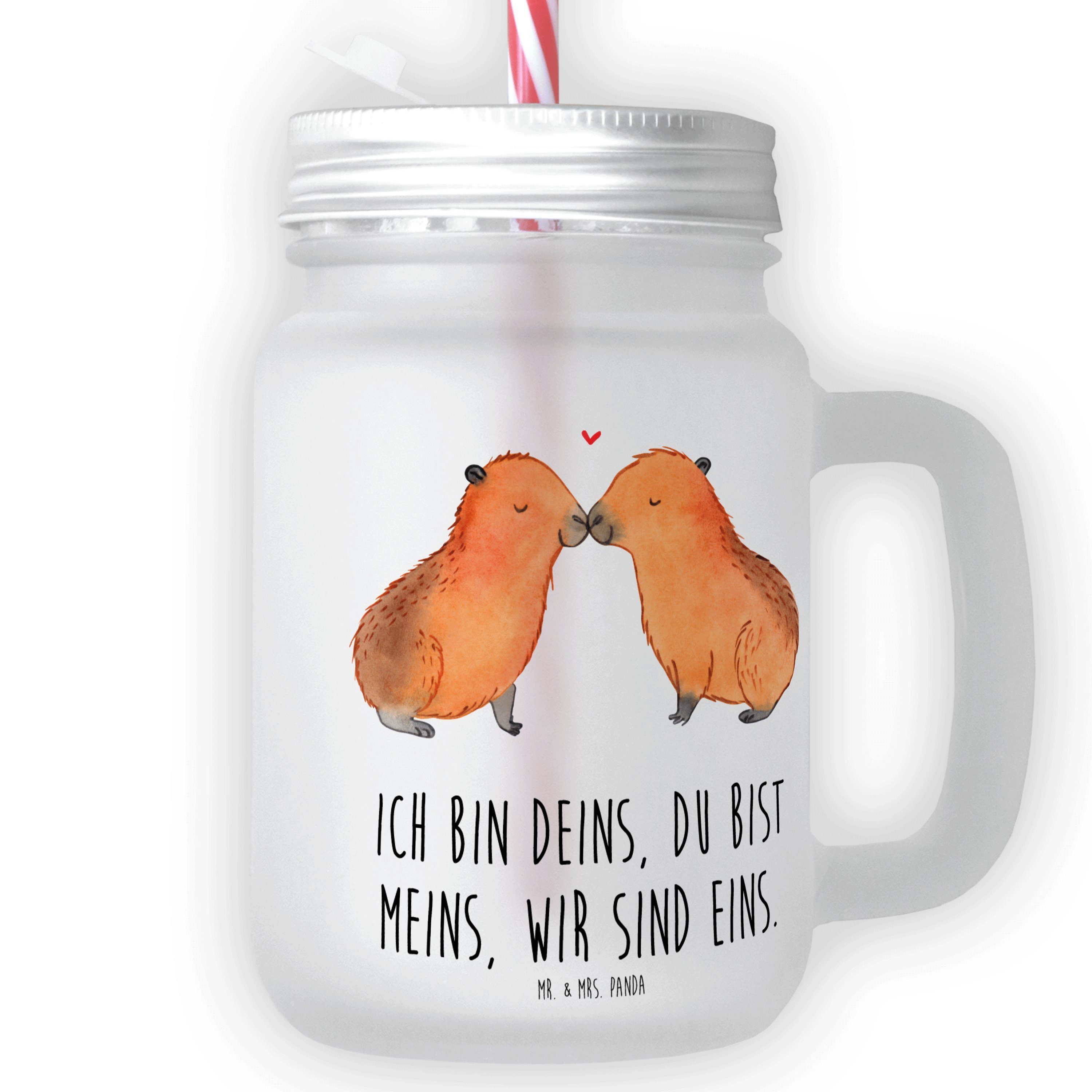 Mr. & Mrs. Panda Glas Capybara Liebe - Transparent - Geschenk, Retro-Glas, Sommerglas, Cock, Premium Glas