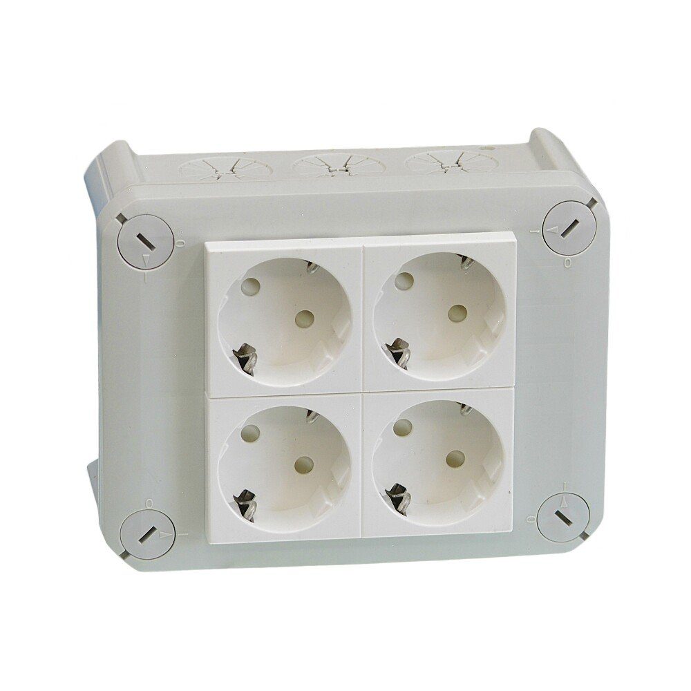 OBO BETTERMANN Obo T 100 4MSD WS Kabelabzweigkasten 4 Schuko Steckdosen 33 Grad ws 2+ Audio- & Video-Kabel