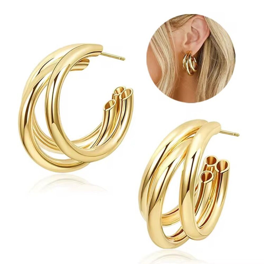 ROUGEMONT Paar Creolen Damen Creolen Ohrringe Trend Creolen Edelstahl 18k G günstig online kaufen