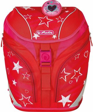 Herlitz Schulrucksack SoftLight Plus, Stars&Stripe (Set, 7-tlg), mit 2 abnehmbaren Applikationen