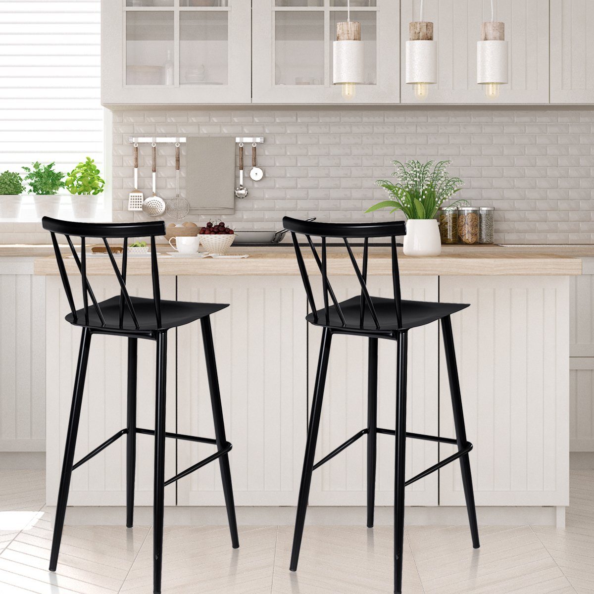 COSTWAY Esszimmerstuhl (2er Set), mit Rückenlehne,Sitzhöhe günstig online kaufen