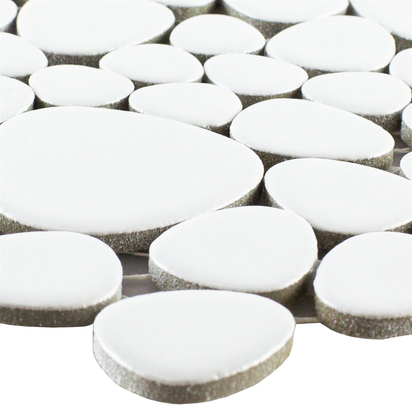 Mosafil Mosaikfliesen Keramik Mosaikfliese LaGrande Kiesel Weiß Matt, Keramik 27.500x27.500, weiß, Verlegefertig auf ein Netz geklebt - Frostsicher - Wasserfest